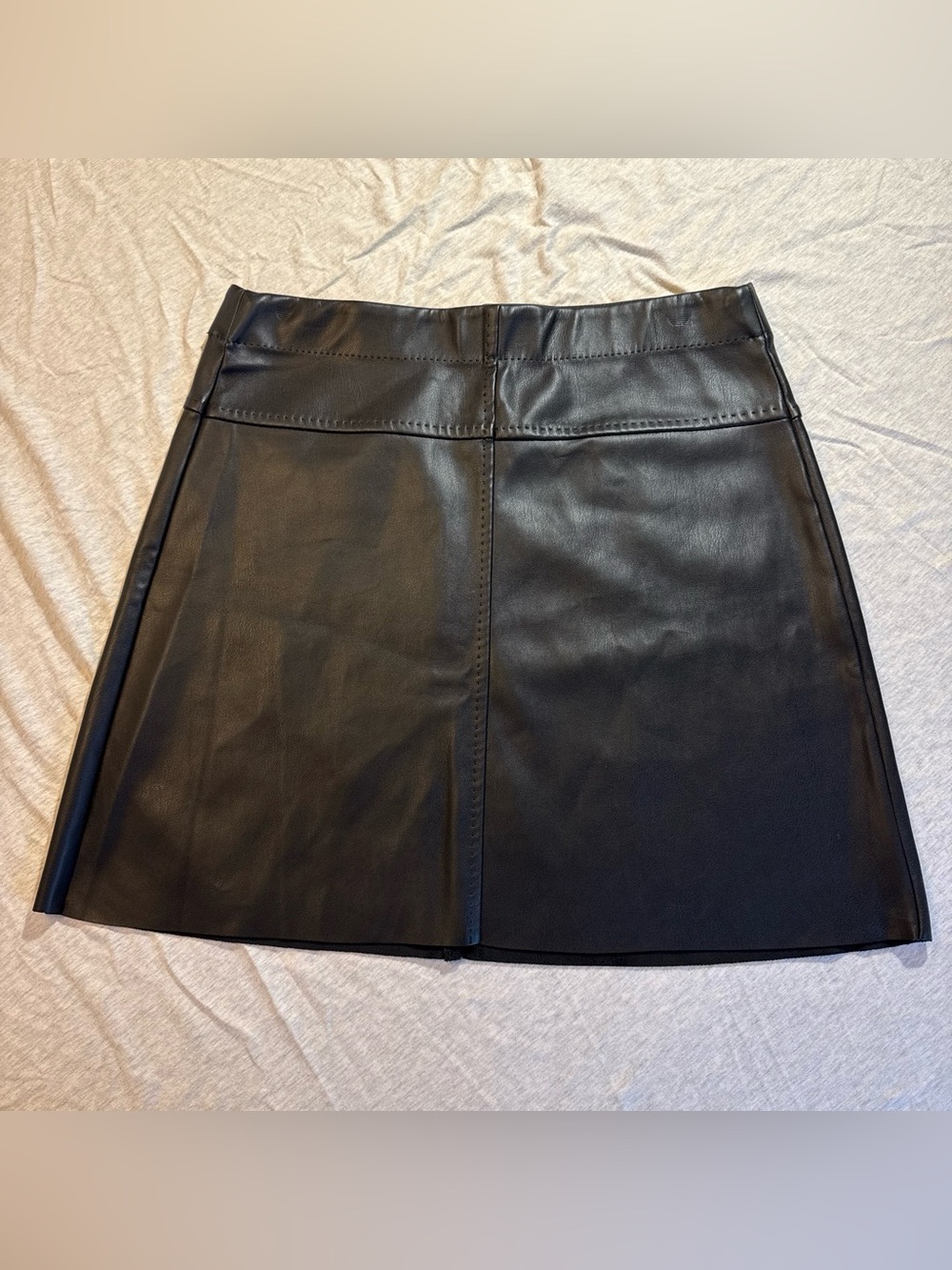 Max Studio Black Faux Leather A-Line Mini Skirt
